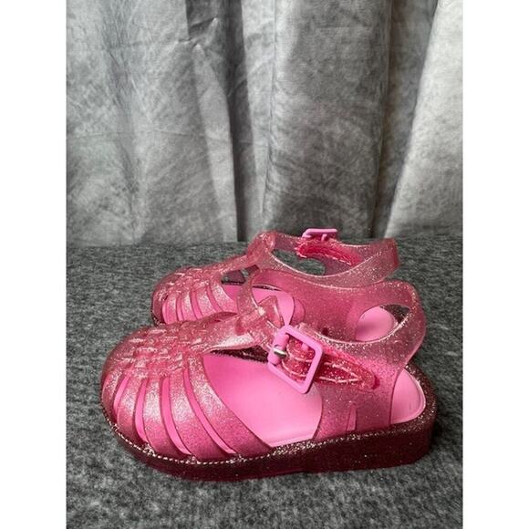 Mini Melissa Possession Shiny Sandals Kids US 6 Glitter Pink Cutout Ankle KHD158 - Picture 4 of 8